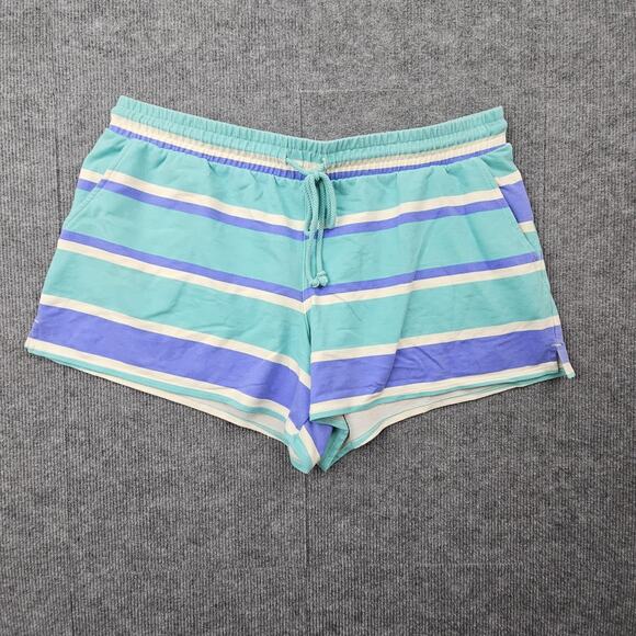 Wildfox Shorts Womens XL Blue White Green Striped Drawstring Pockets Loungewear - Picture 1 of 6